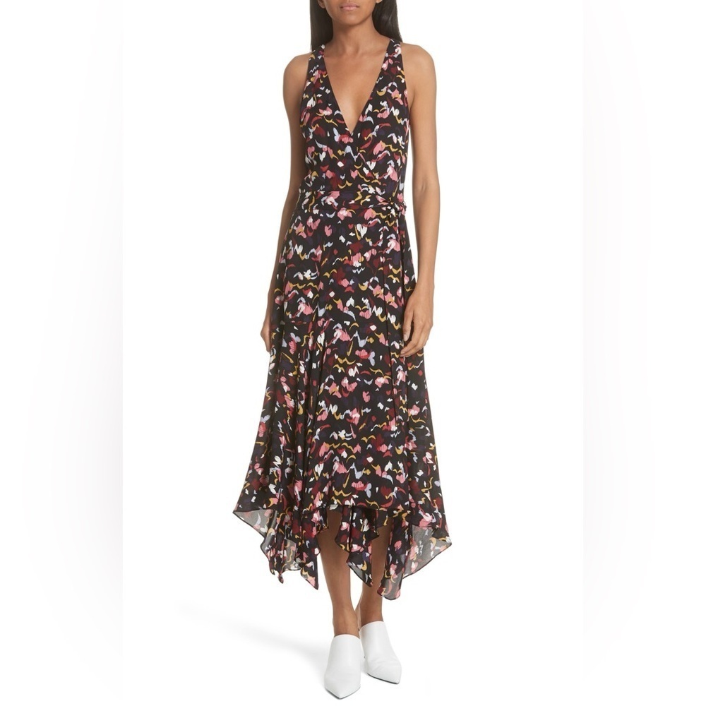 A.L.C. Rosalyn Wrap Dress in Freja Coral Print Multicolor Dress - Size 6